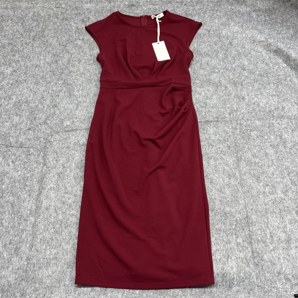Grace Karin Dress Womens S Red Sheath Knee Length Cap Sleeve Lined Zipper
